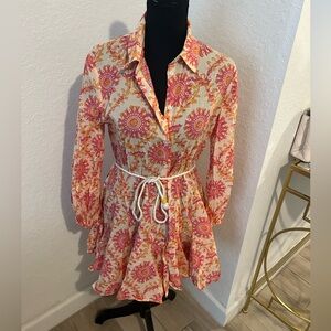 Zara Floral Button-Up Dress with Belt